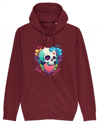 Ew Love Heart Valentine Skull Burgundy