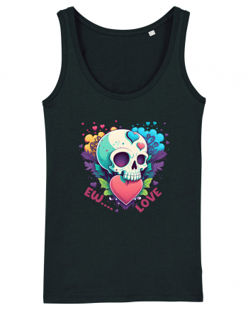 Ew Love Heart Valentine Skull Black