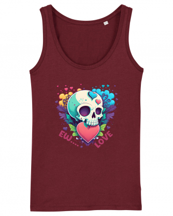 Ew Love Heart Valentine Skull Burgundy