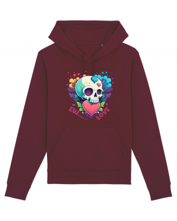 Ew Love Heart Valentine Skull Burgundy