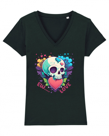 Ew Love Heart Valentine Skull Black