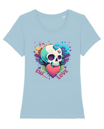 Ew Love Heart Valentine Skull Sky Blue