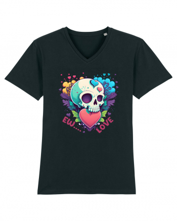 Ew Love Heart Valentine Skull Black