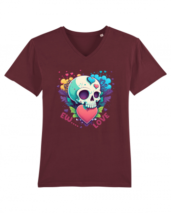 Ew Love Heart Valentine Skull Burgundy