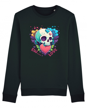 Ew Love Heart Valentine Skull Black