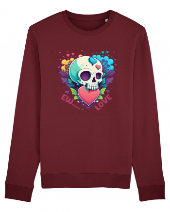 Ew Love Heart Valentine Skull Burgundy