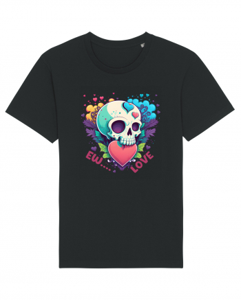 Ew Love Heart Valentine Skull Black