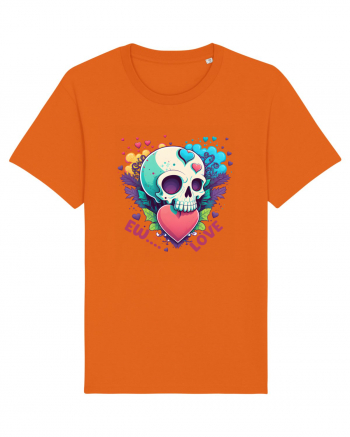 Ew Love Heart Valentine Skull Bright Orange