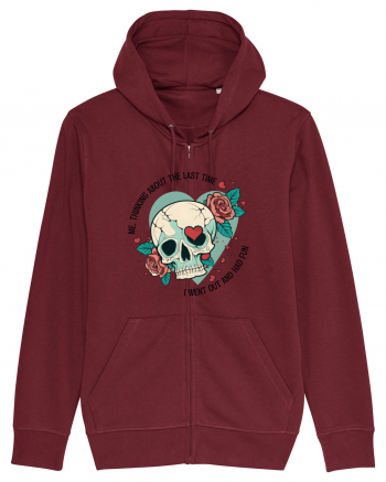 Funny Thinking Skeleton Valentine Skull Burgundy