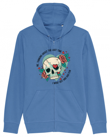 Funny Thinking Skeleton Valentine Skull Bright Blue