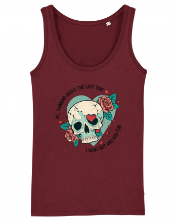 Funny Thinking Skeleton Valentine Skull Burgundy