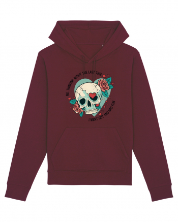 Funny Thinking Skeleton Valentine Skull Burgundy