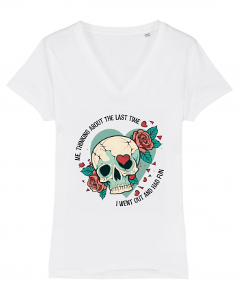 Funny Thinking Skeleton Valentine Skull White