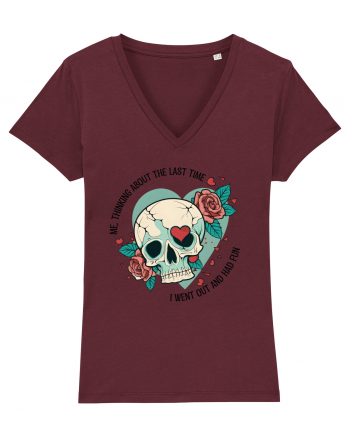 Funny Thinking Skeleton Valentine Skull Burgundy