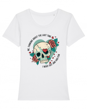 Funny Thinking Skeleton Valentine Skull White