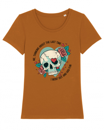 Funny Thinking Skeleton Valentine Skull Roasted Orange