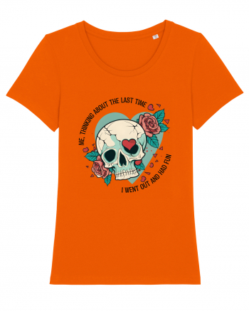 Funny Thinking Skeleton Valentine Skull Bright Orange