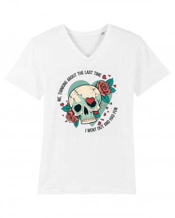 Funny Thinking Skeleton Valentine Skull White