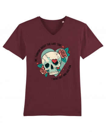 Funny Thinking Skeleton Valentine Skull Burgundy