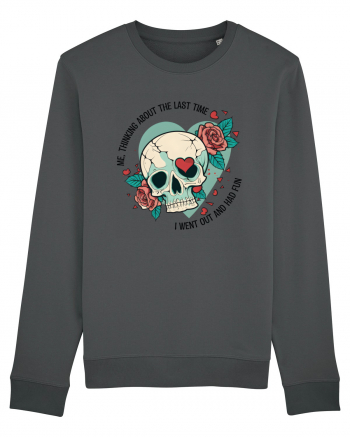 Funny Thinking Skeleton Valentine Skull Anthracite