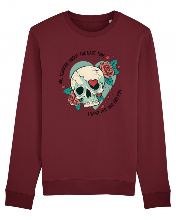 Funny Thinking Skeleton Valentine Skull Burgundy