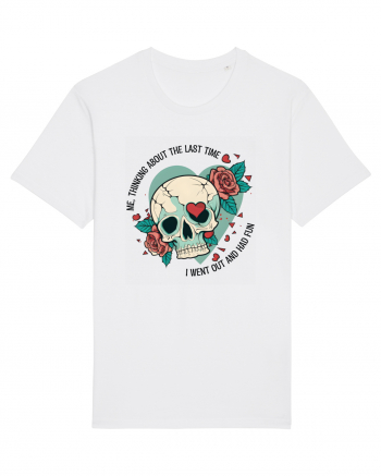 Funny Thinking Skeleton Valentine Skull White