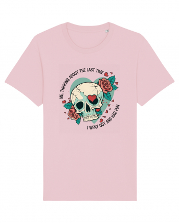 Funny Thinking Skeleton Valentine Skull Cotton Pink