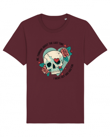 Funny Thinking Skeleton Valentine Skull Burgundy