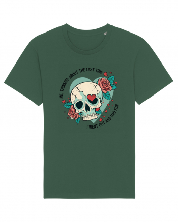 Funny Thinking Skeleton Valentine Skull Bottle Green