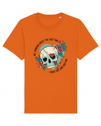 Funny Thinking Skeleton Valentine Skull Bright Orange