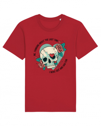 Funny Thinking Skeleton Valentine Skull Red