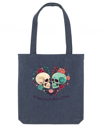 Heart Happy Valentine's Day Skull Midnight Blue