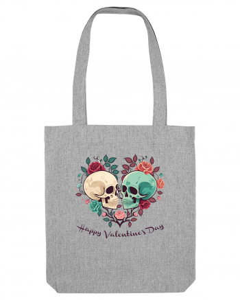 Heart Happy Valentine's Day Skull Heather Grey