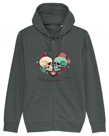 Heart Happy Valentine's Day Skull Anthracite