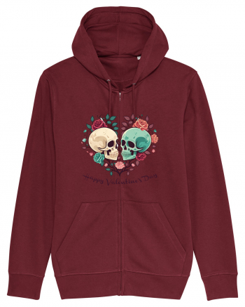 Heart Happy Valentine's Day Skull Burgundy