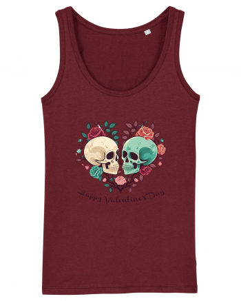 Heart Happy Valentine's Day Skull Burgundy