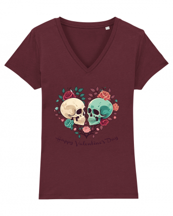 Heart Happy Valentine's Day Skull Burgundy