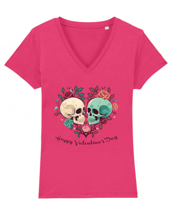 Heart Happy Valentine's Day Skull Raspberry