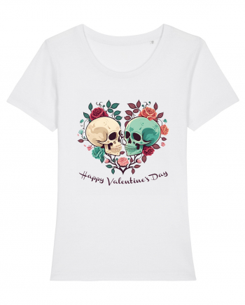 Heart Happy Valentine's Day Skull White