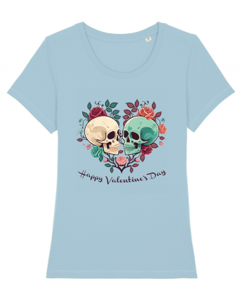 Heart Happy Valentine's Day Skull Sky Blue