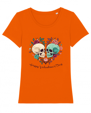 Heart Happy Valentine's Day Skull Bright Orange