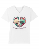 Heart Happy Valentine's Day Skull Tricou mânecă scurtă guler V Bărbat Presenter