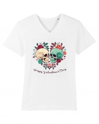 Heart Happy Valentine's Day Skull White