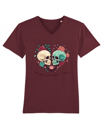 Heart Happy Valentine's Day Skull Burgundy