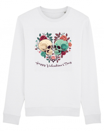 Heart Happy Valentine's Day Skull White