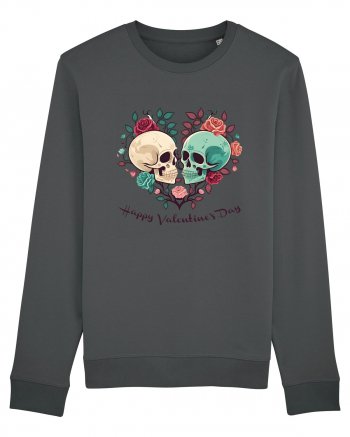 Heart Happy Valentine's Day Skull Anthracite