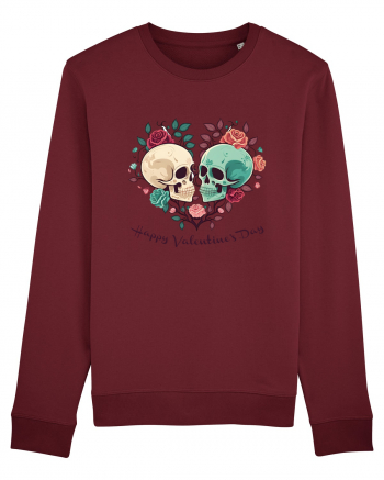 Heart Happy Valentine's Day Skull Burgundy