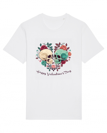 Heart Happy Valentine's Day Skull White