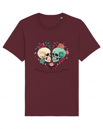 Heart Happy Valentine's Day Skull Burgundy