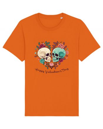 Heart Happy Valentine's Day Skull Bright Orange